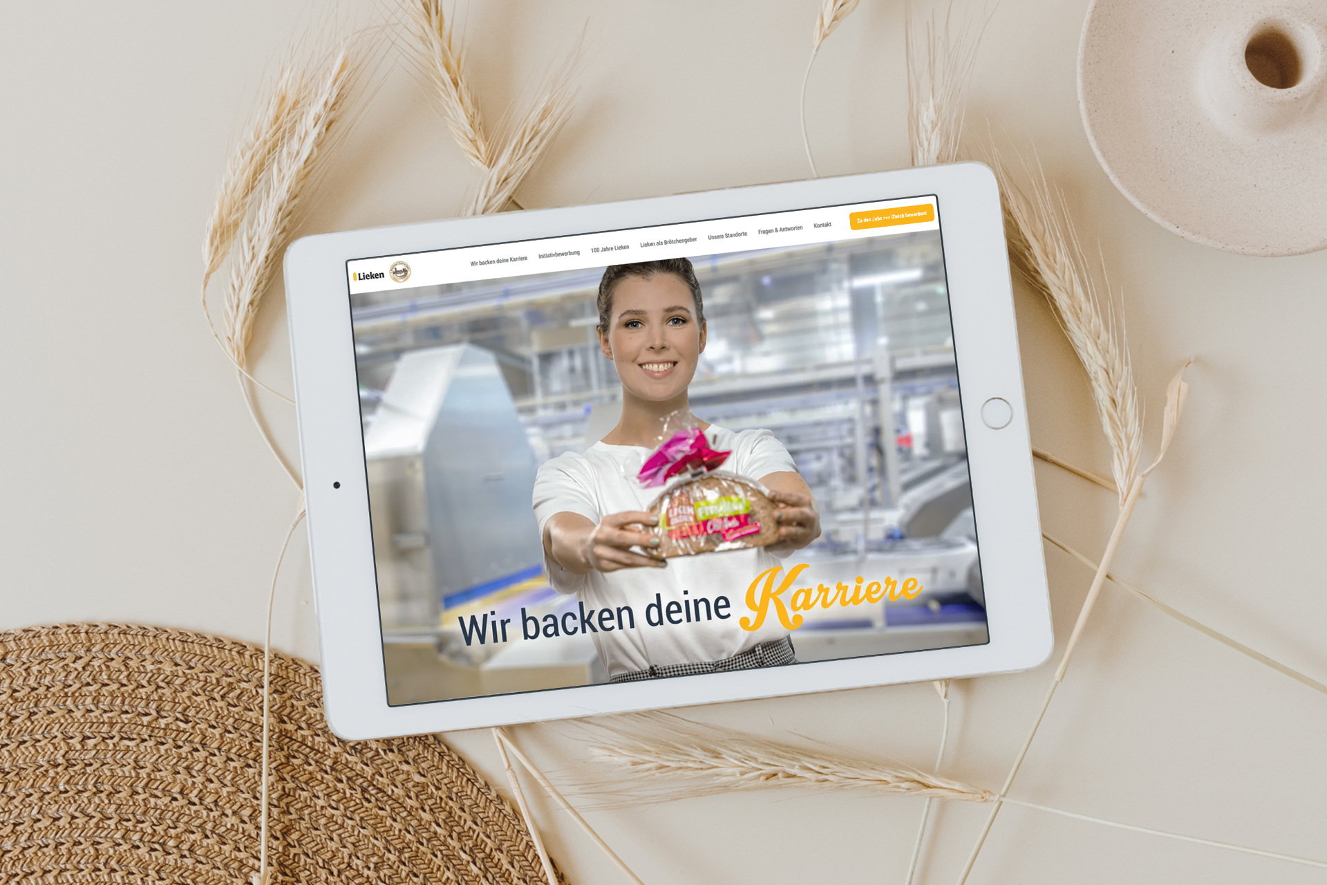 Karriere-Website von Lieken auf iPad
